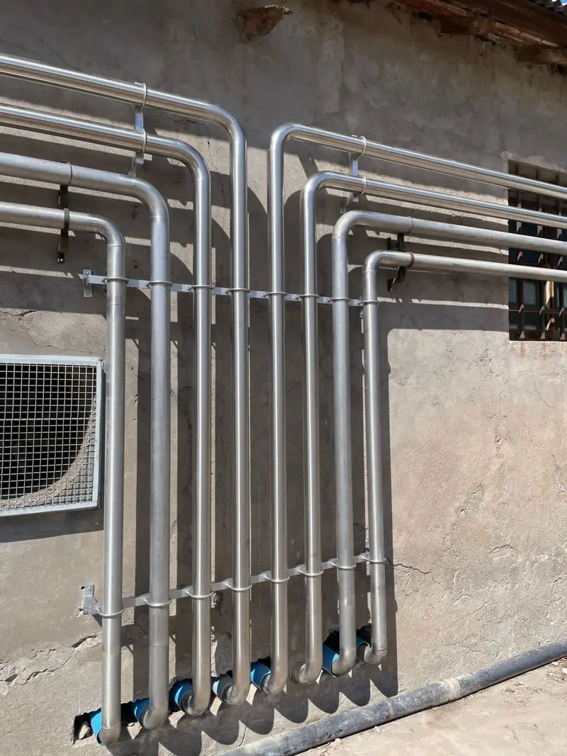Stainless steel piping system installed at a winery in Mendoza
